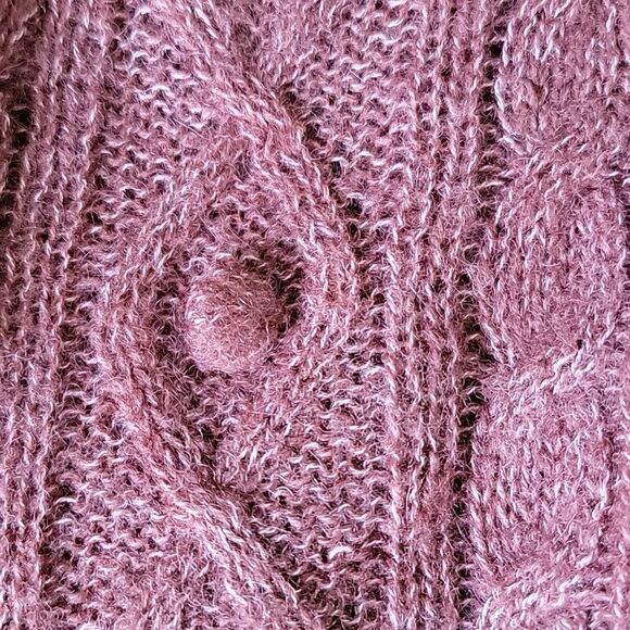 PrAna Shelby wool blend cable knit fringe pullover sweater brown M - Picture 6 of 11